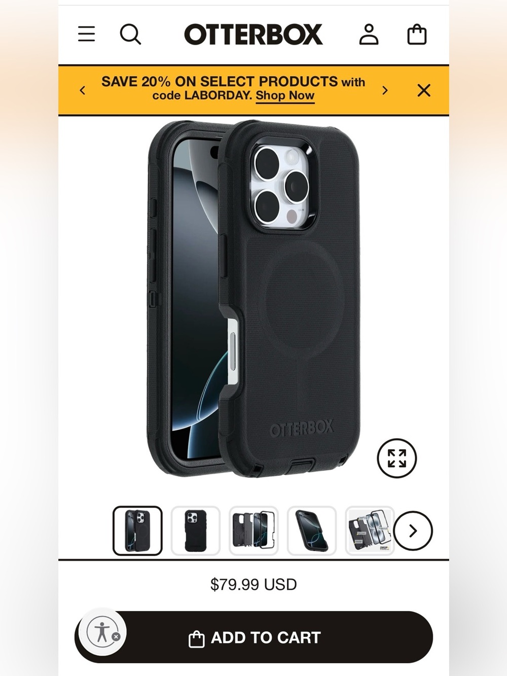 OtterBox Defender pro Black case for iPhone 16 pro